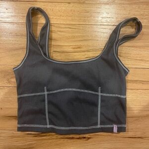 Gray crop tank top